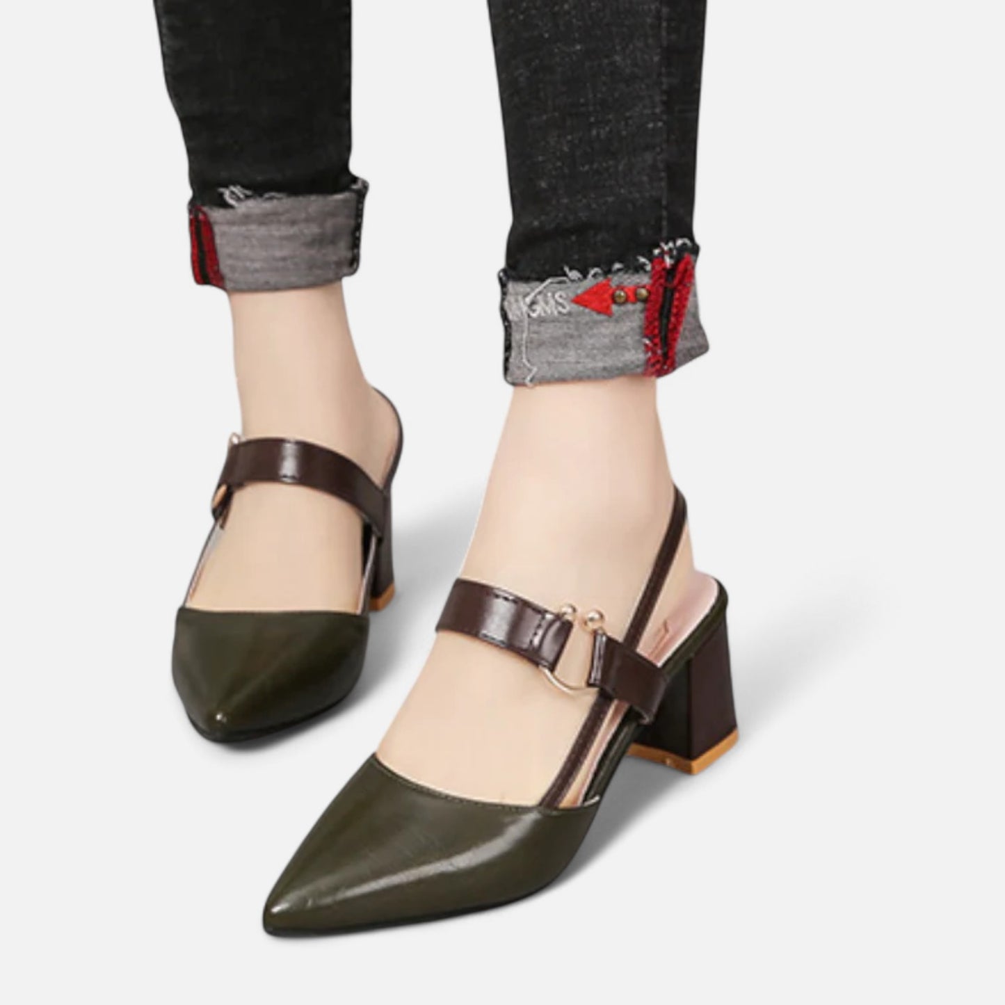  Rivrier l Women’s Leather Block Mid‑Heels – Elegant Elevation with Everyday Comfort