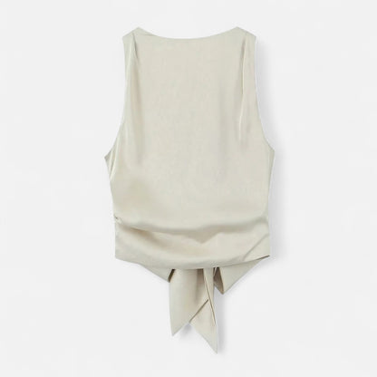 Rivrier l Women’s Satin Open‑Back Blouse – Chic Reveal with Evening Grace