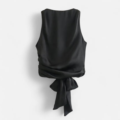 Rivrier l Women’s Satin Open‑Back Blouse – Chic Reveal with Evening Grace
