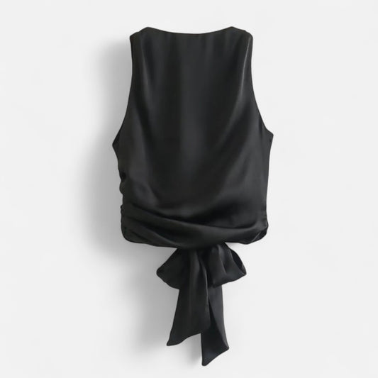 Rivrier l Women’s Satin Open‑Back Blouse – Chic Reveal with Evening Grace