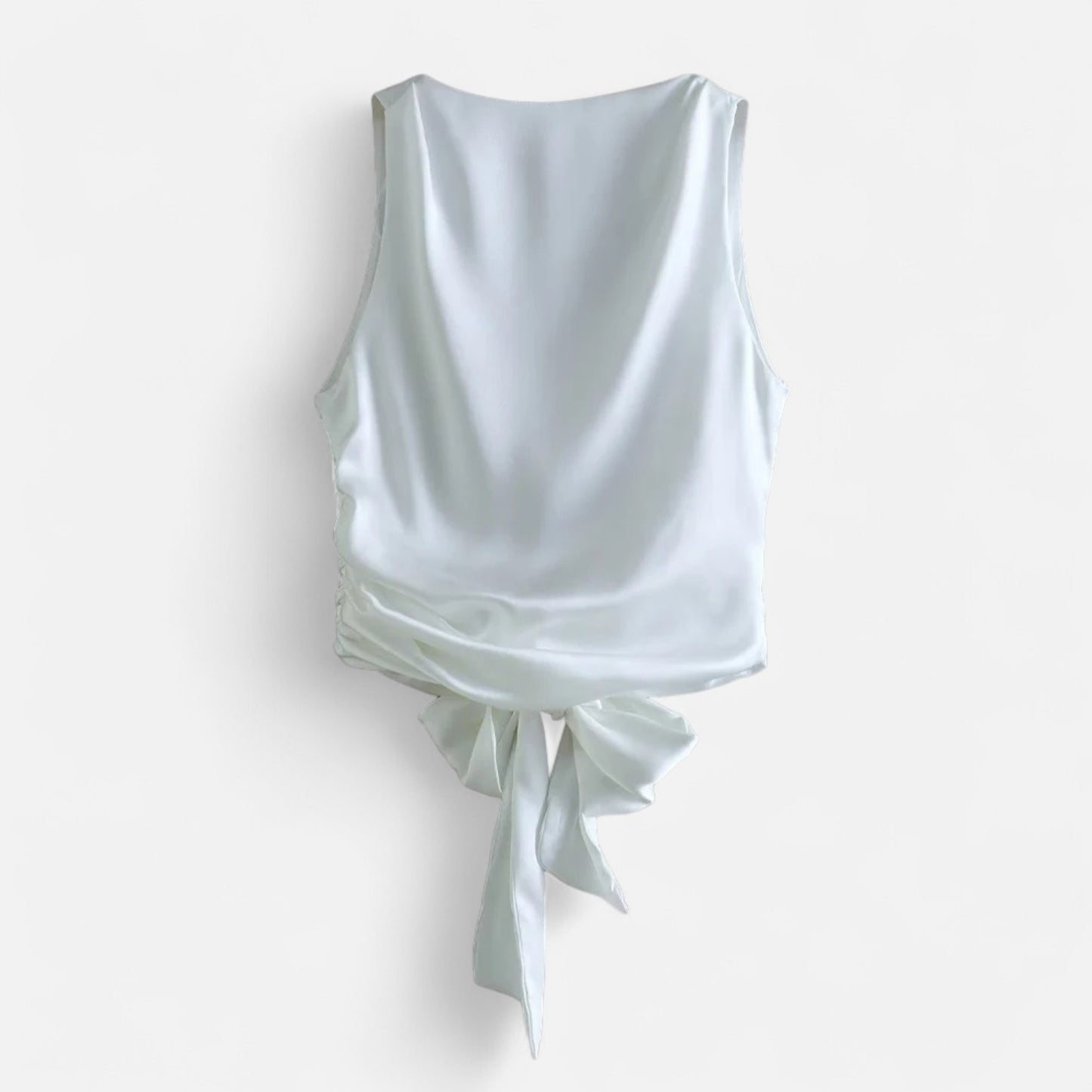 Rivrier l Women’s Satin Open‑Back Blouse – Chic Reveal with Evening Grace