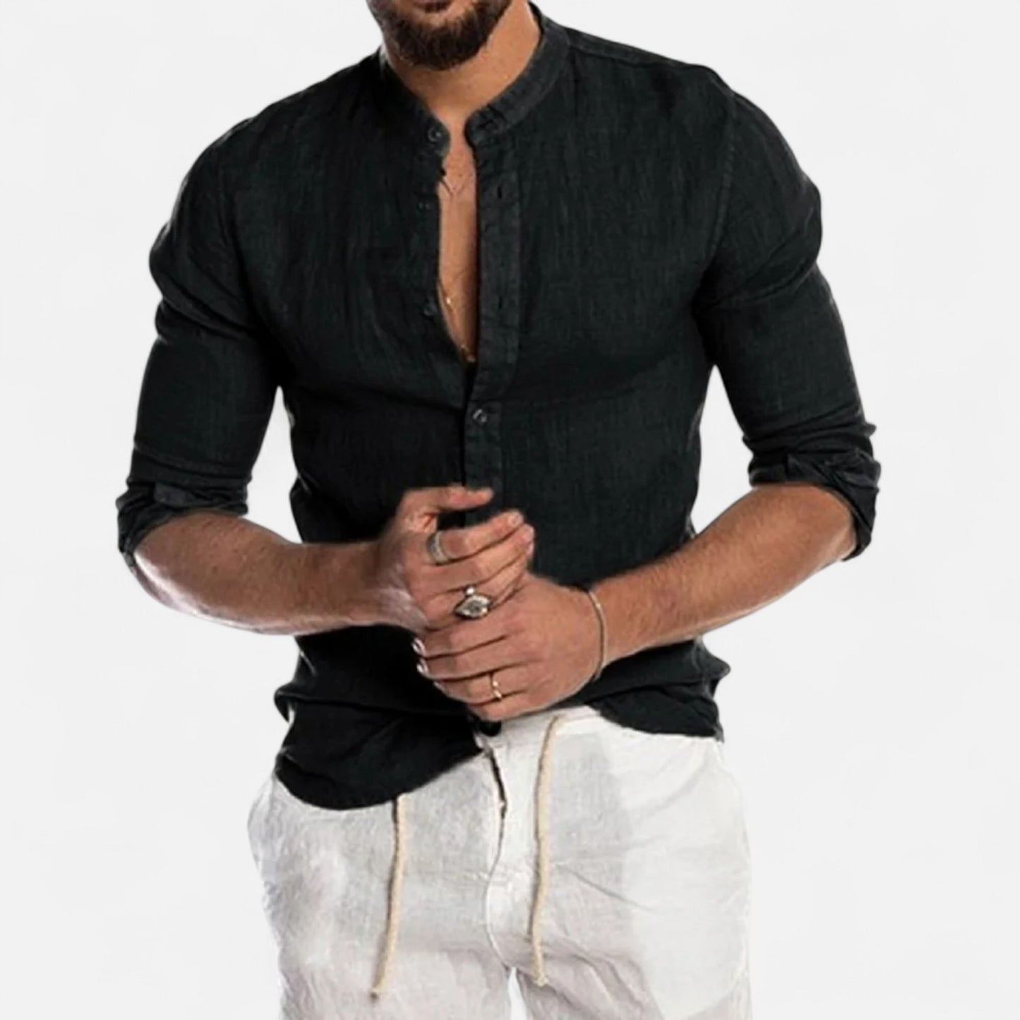 Rivrier l Men’s Cotton–Linen Beach Shirt – Effortless Coastal Sophistication