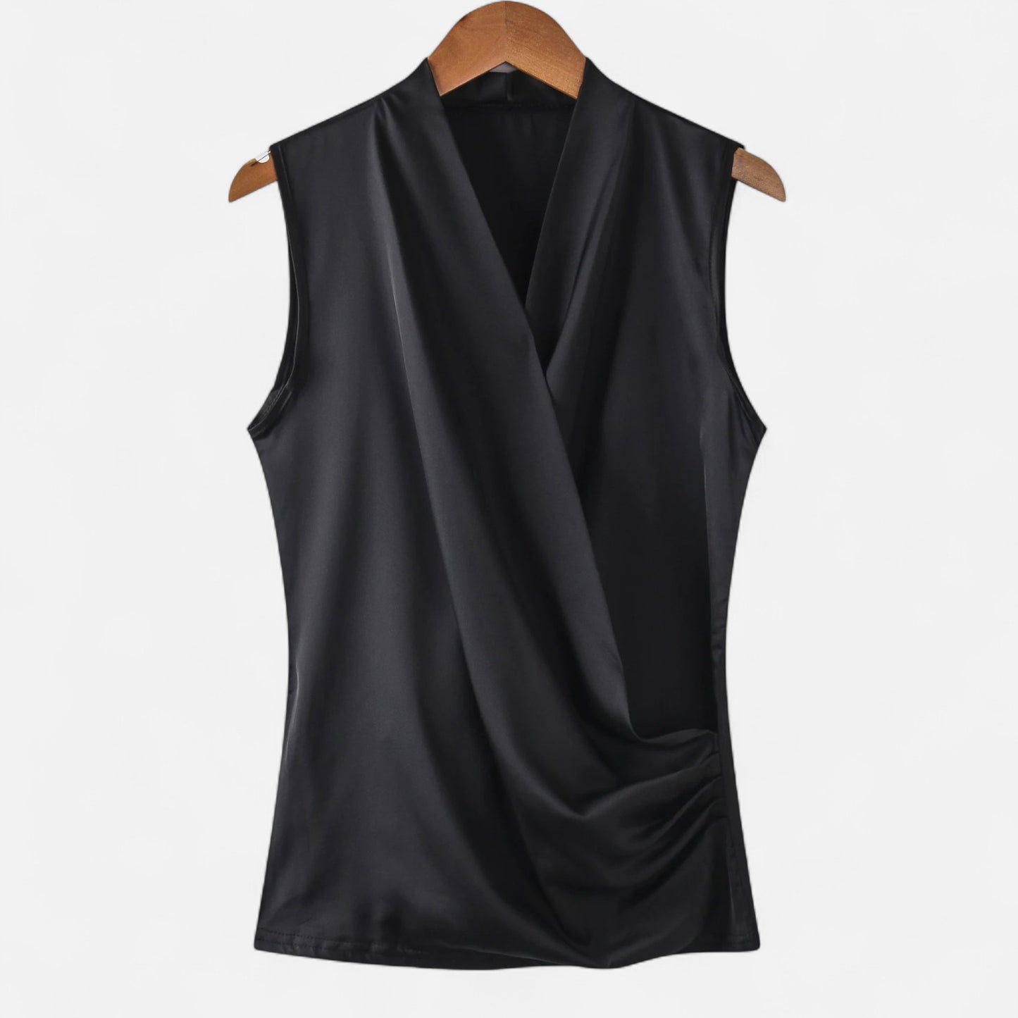 Rivrier l  Women’s Silk‑Satin Sleeveless V‑Neck Top – Luxe Minimalist Essential
