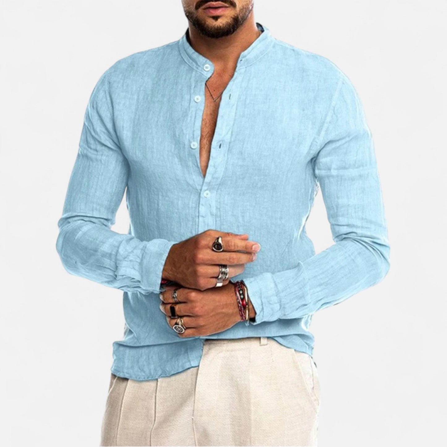 Rivrier l Men’s Cotton–Linen Beach Shirt – Effortless Coastal Sophistication