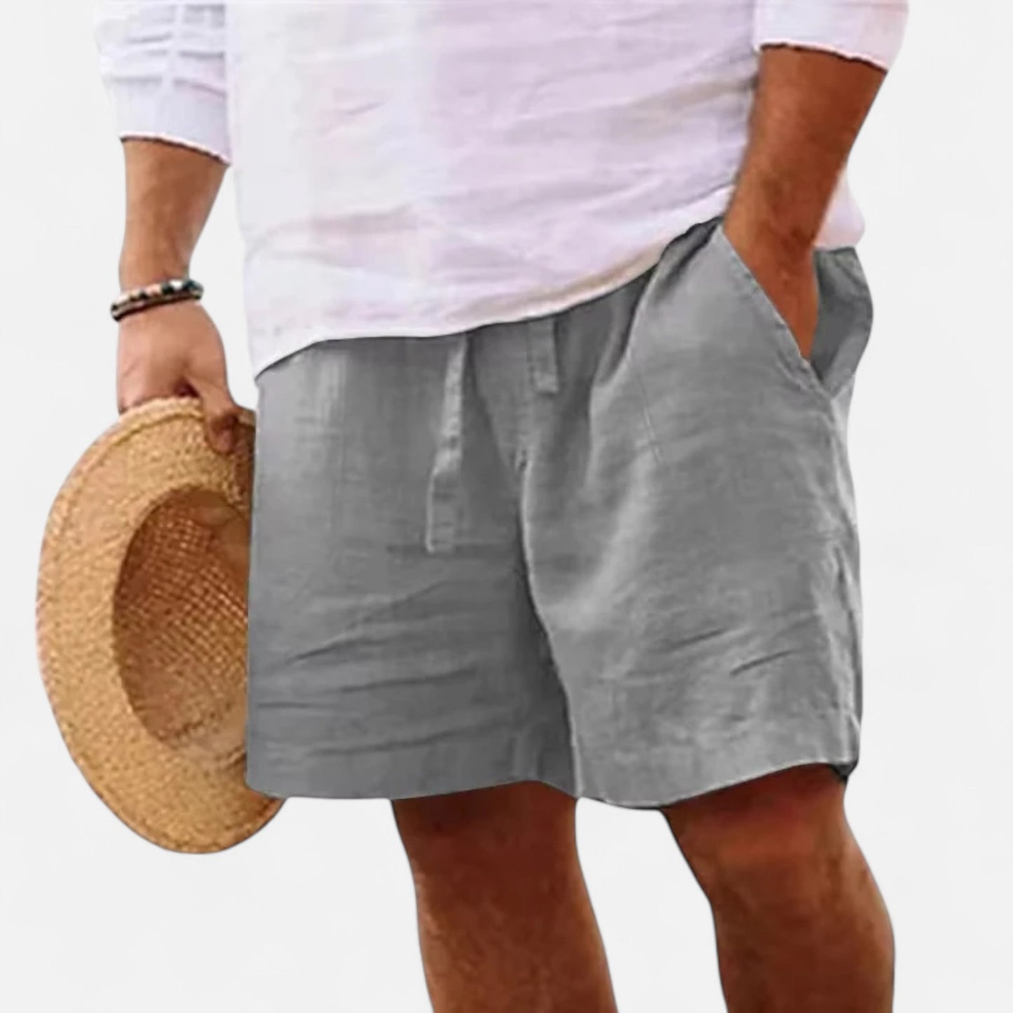  Rivrier l Men’s Cotton‑Linen Beach Shorts – Breathable Summer Warmth