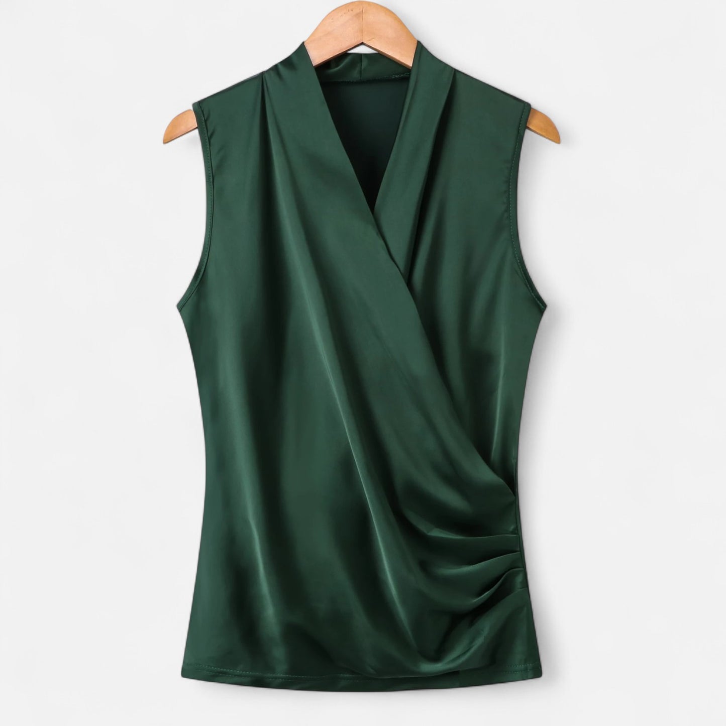 Rivrier l  Women’s Silk‑Satin Sleeveless V‑Neck Top – Luxe Minimalist Essential