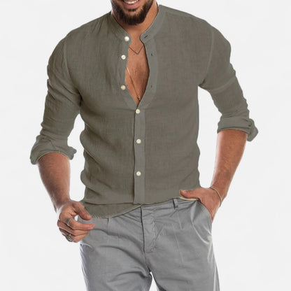 Rivrier l Men’s Cotton–Linen Beach Shirt – Effortless Coastal Sophistication