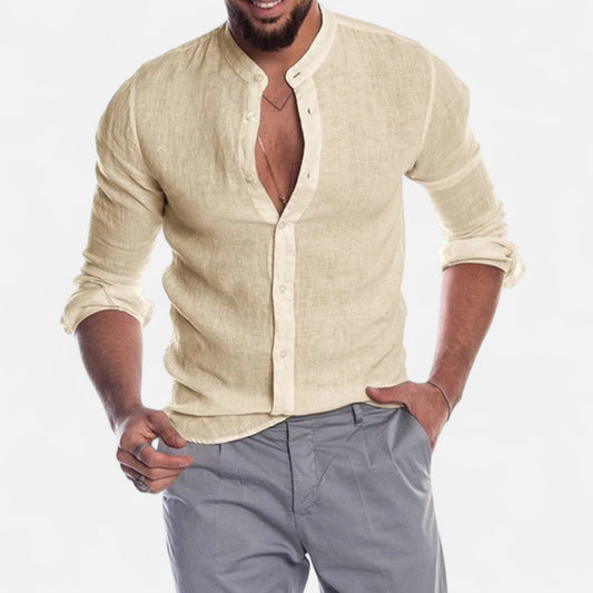 Rivrier l Men’s Cotton–Linen Beach Shirt – Effortless Coastal Sophistication