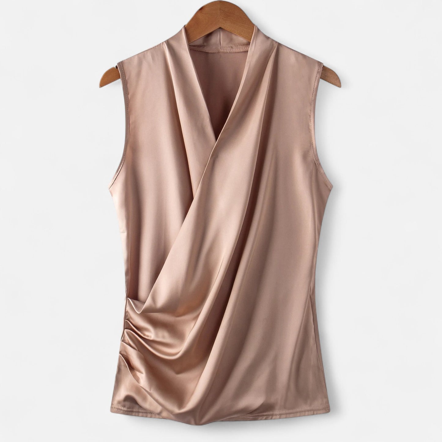 Rivrier l  Women’s Silk‑Satin Sleeveless V‑Neck Top – Luxe Minimalist Essential