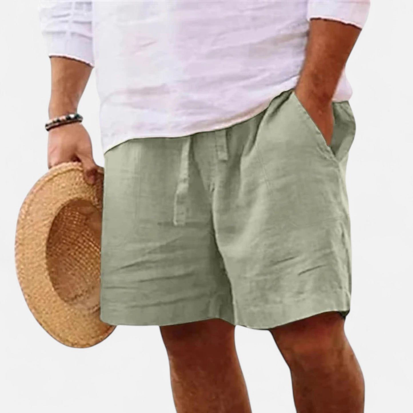  Rivrier l Men’s Cotton‑Linen Beach Shorts – Breathable Summer Warmth