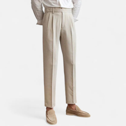  Rivrier l Men’s Tailored Cotton–Wool Fusion Trousers – Executive Summer Tailoring