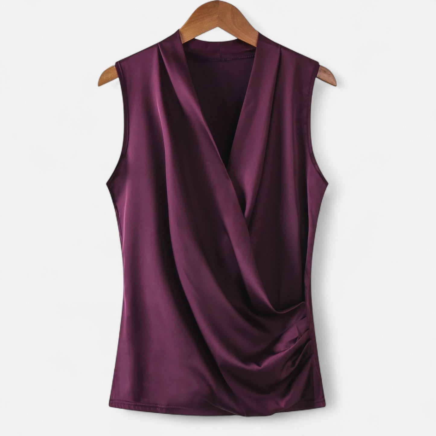 Rivrier l  Women’s Silk‑Satin Sleeveless V‑Neck Top – Luxe Minimalist Essential