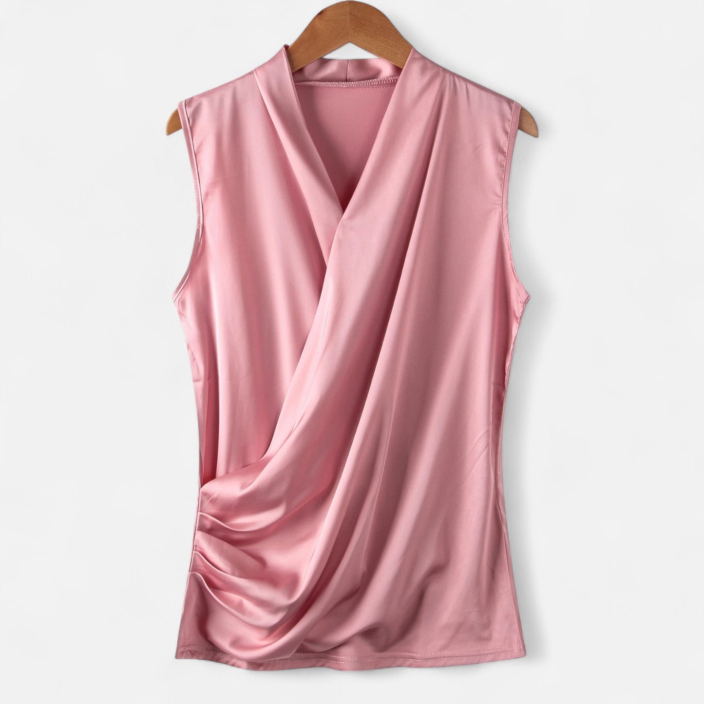 Rivrier l  Women’s Silk‑Satin Sleeveless V‑Neck Top – Luxe Minimalist Essential