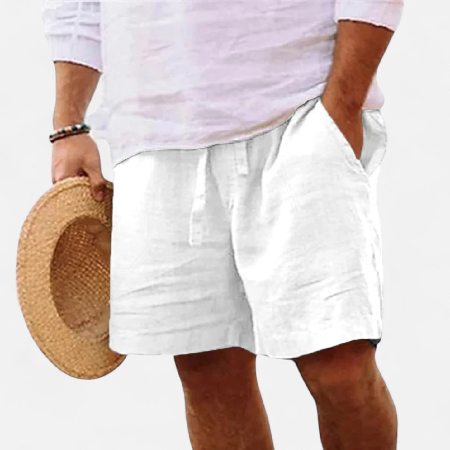  Rivrier l Men’s Cotton‑Linen Beach Shorts – Breathable Summer Warmth