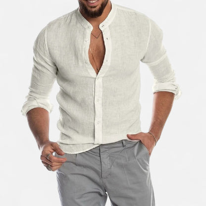 Rivrier l Men’s Cotton–Linen Beach Shirt – Effortless Coastal Sophistication