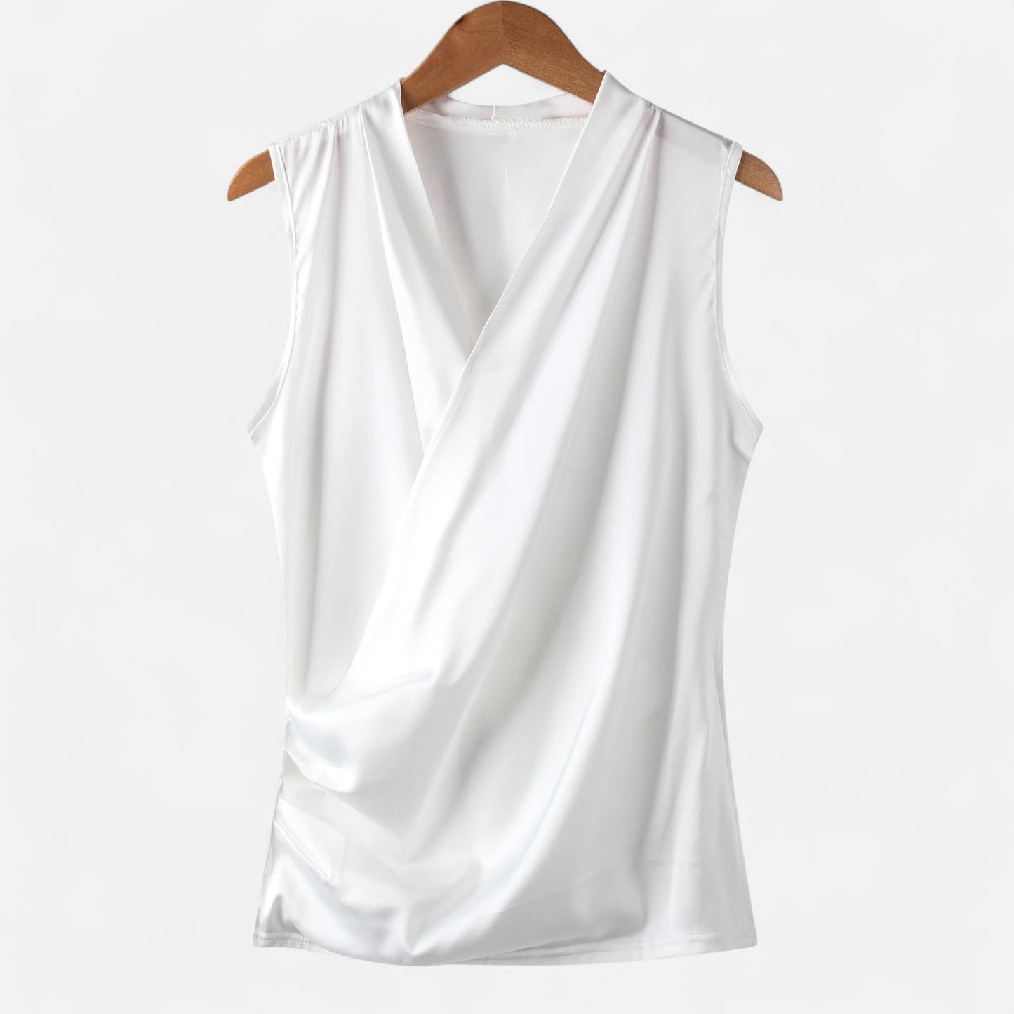 Rivrier l  Women’s Silk‑Satin Sleeveless V‑Neck Top – Luxe Minimalist Essential