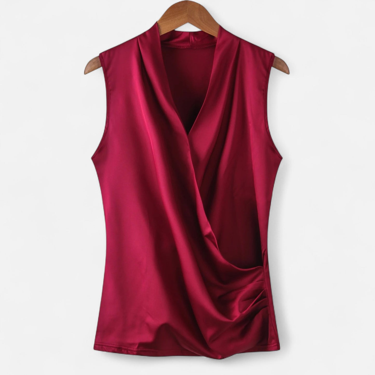 Rivrier l  Women’s Silk‑Satin Sleeveless V‑Neck Top – Luxe Minimalist Essential
